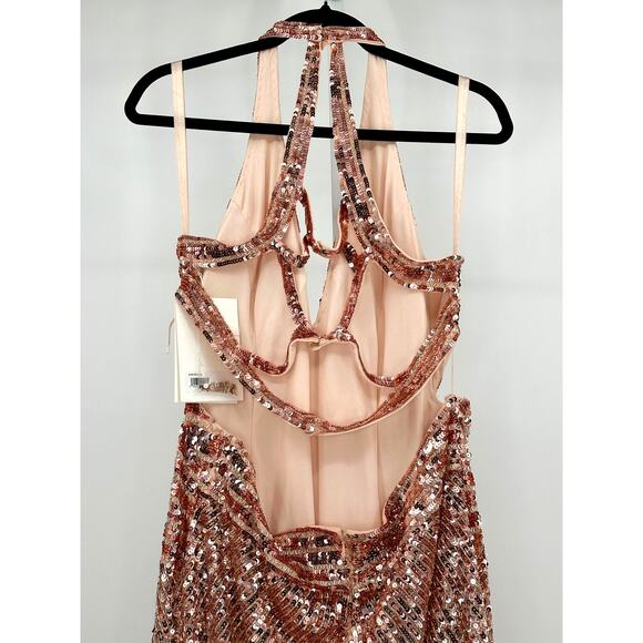 Mac Duggal [‎ 14 ] Rose Gold Sequin Cut Out Open Back Gown #5390 $698 - Picture 8 of 15